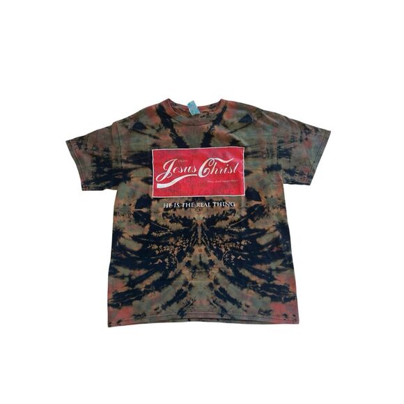 Enjoy Jesus Christ Coca Cola Parody Tie-Dye Tee - Picture 1 of 4